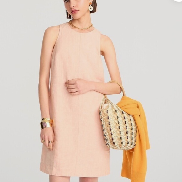 J.Crew women's Button Back Linen Shift Dress Pale Guava. #0301 - Picture 11 of 12